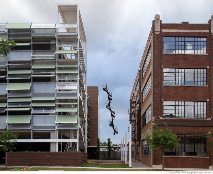 photo of stairs in between building to compare DNA and architecture to body sculpting in Edmond